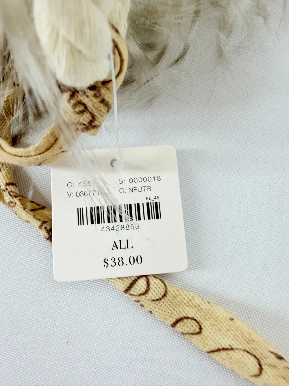 Anthropologie North Pole Off White Faux Fur Stocking NEW